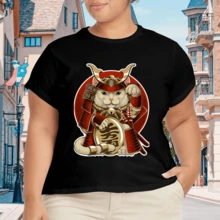 Camiseta Cómoda Casual para Mujer Talla Grande - Negro - Ver 4