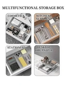 10個/7個/5個/2個/1個 高品質透明桌面化妝品收納盒，適合女孩。可存放化妝刷、口紅、梳子、文具、工具和其他物品。適合假期海灘、浴室、臥室系列收藏，大容量。可用於家居裝飾、返校季節、抽屜裝飾、禮物，酷用 - 彩色 - 查看 8