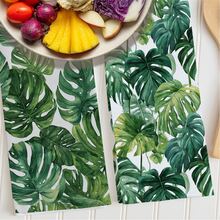 2pcs Minimalist Daily Monstera Leaf Pattern Kitchen Towels, Soft Polyester Material Dish Cloths, Suitable For Kitchen Decor, Cleaning, Holiday Party Decoration, Kitchen & Bathroom Essentials, Home Decor, Housewarming Gift - Multicolor - View 8