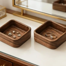 Wooden Square Storage Box, Stackable Wooden Storage Box, Multi-Functional Jewelry Tray, Desktop Organizer Box, Nesting Storage Solution For Earrings, Necklaces, Bracelets, Keys And Other Small Accessories - Multicolor - View 3