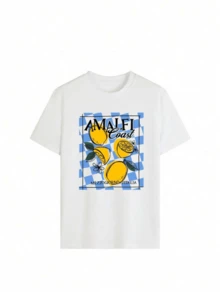 Fresh Yellow Lemons With Green Leaves Evoke The Mediterranean Sea Breeze And The Warmth Of Italy. Comfortable And Modern White Casual Women's T-Shirt - 白色 - 查看 1