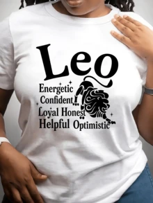 Leo Symbol Representing The Strength Of The Indomitable Spirit, Pride, Confidence, And Positive Energy That Inspires Leadership And Deep Loyalty With An Astral Touch. Women's Casual, Modern, Comfortable T-Shirt - 白色 - 查看 1