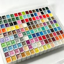 150色珠光水彩颜料，固体包装，适用于中国传统绘画、唐卡书法、彩色绘画 - 套裝 - 查看 3