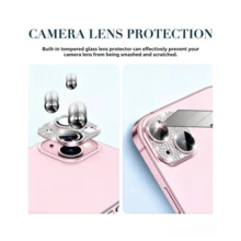 Pink Diamond Lens Protector For IPhone 17Pro/17Pro Max/16Pro/16Pro Max/15/14/13/12, Shiny Camera Lens Cover, Anti-Scratch Anti-Fingerprint Full Coverage Lens Cap, Phone Decorative Accessory, Girly Style Bestselling Birthday Gift For Besties And Sisters - Pink - View 8
