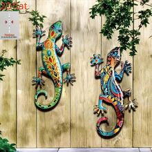 Conjunto de 2 peças de decoração de parede em acrílico com lagartos e vibrantes padrões florais feitos à mão - Ideal para decoração de casa, pátio, varanda e jardim. - A - Ver 6
