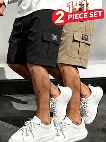 2pcs Men's Outdoor Cargo Pants, Suitable For Travel, Multi-Pocket University Style Cargo Pants, Great Gift For Boyfriend Or Husband - Multicolor - View 1