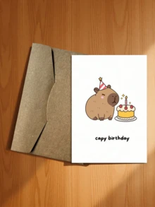 Cute Capybara Birthday Card With Envelope - Funny Cartoon Animal Design, Suitable For Anyone, Celebration Card, Great For Best Friends And Loved Ones - A - View 24