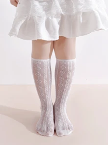 3 Pairs Girls Lace Mesh Crew Socks, White Breathable Princess Style Socks, Versatile For Daily Wear & Party - Multicolor - View 6