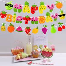 1 Set Fruit Theme Birthday Party Decorations, Happy Birthday Banner, Fruit Pattern Summer Fruit Theme Party Baptism Supplies - View 6