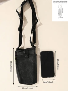 9 Colors Available, This Outdoor Portable Mesh Water Bottle Phone Crossbody Bag Is Made Of Breathable And Durable Nylon Mesh Fabric, With Adjustable Shoulder Strap And Snap Closure Design, Can Securely Hold Phone. Suitable For 500-750ml Water Bottles. - Multicolor - View 11
