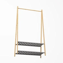 Clothes Rack Made Of Bamboo, Natural & Anthracite - Natural - View 5