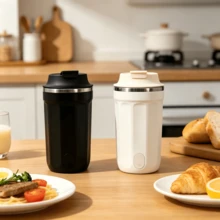 New Automatic Stirring Cup With Temperature Display, 400mAh Rechargeable 316 Stainless Steel Inner Liner, Coffee Powder Protein Powder Shaker Cup - Multicolor - View 3