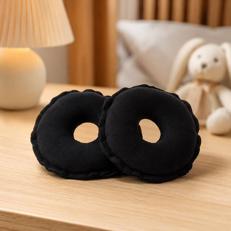 Breast Pads For Breastfeeding, Donut Shape, Anti-Chafing Fabric, 1 Pair - 黑色 - 查看 1