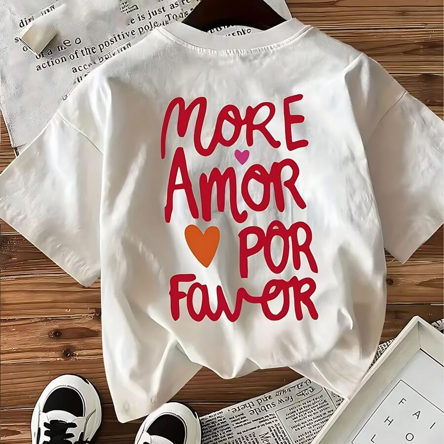 Camiseta de hombros caídos con estampado de letra - Blanco - Ver 1
