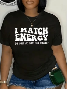 Frase que invita a reflejar la actitud y energía del día con un toque moderno de empoderamiento positivo ideal para mujeres seguras camiseta de mujer casual para diario cómoda y versátil - Negro - Ver 1