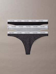 Calvin Klein CalvinKlein Icon Logo 3-Pack Low Rise Thong Underwear  Women  Panties QD5209 - Animal Mirror Oxford Blk - View 1