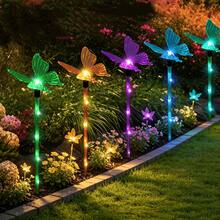 1 Solar-Powered Butterfly LED Garden Light - A Vibrant, Colorful Outdoor Decorative Stake Perfect For Patios, Pathways, And Lawns - Creates A Lasting Ambiance And Adds Charm To Pathways Colorful Butterfly Lights With A Stylish Design; The Butterfly Decoration Complements A Variety Of Settings - Butterfly - View 2