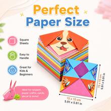 Bộ đồ chơi gấp giấy Origami thú vị, bao gồm sách hướng dẫn, 54 tờ giấy origami, 27 mẫu thiết kế, dự án thủ công tự làm, khóa học thủ công cơ bản. - Một kích cỡ phù hợp cho tất cả - Xem 5