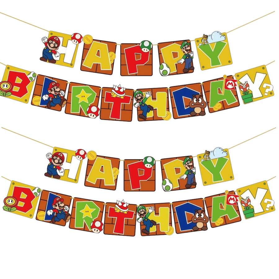 1pc 2026 New -Themed Paper Banner Game Flag Birthday Letter Party Decorations - Multicolor - View 1