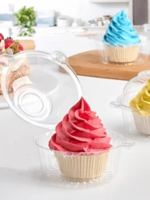 10/20/30pcs Kotak Kue Bulat Transparan Berbentuk Burung Hantu, Kotak Kue Donat Hamburger Sandwich, Kotak Kemasan Kue untuk Pesta dan Makanan Penutup - MultiWarna - View 4
