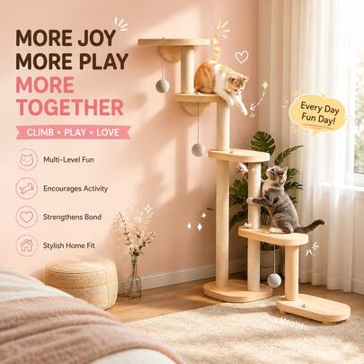 5-Tier Detachable Climbing Wall Frame With 4 Balls - Sturdy Multi-Layer Indoor Tree With Scratching Posts, Interactive Play And Exercise Furniture, Indoor Cat Climbing Wall, Essential Home Decor For Cats