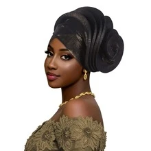 African Style Headscarf, Layered With Rhinestone Trim, Coated With Hood, Traditional African Women Headwrap, Personalized Elastic Headpiece - Other Colors for Style B - View 14
