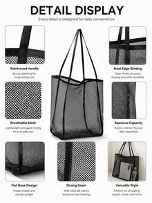 1pc Beach Tote Bag, Extra Large Beach Bag, Foldable Large Children's Storage Bag For Shells, Clothes And Towels During Beach Play (Lightweight Mesh Material, Do Not Place Too Many Heavy Items Other Than Beach Clothes, Not Suitable For Use As Backpack Or Shopping Bag) - Multicolor - View 3