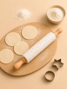 Rouleau à pâtisserie en silicone anti-adhésif Meoky avec motif bonbon coloré et manche en bois, rouleau à pâte de cuisine, convient pour le fondant, les biscuits, la pâte, la pizza, la tarte, le roulement de pâte lisse, outil de décoration de gâteau, idéal pour la pâtisserie à la maison, accessoire de pâtisserie mignon, convient aux débutants et aux passionnés de pâtisserie - Voir 6