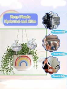 Self-Watering Cactus Shaped Watering Spike, Rainbow Color Plant Watering Globe, Automatic Watering System, PVC Material, Narrow Mouth Design Extends Watering Time, Suitable For Indoor And Outdoor Plants, Essential For Spring/Summer Potted Plants - Multiple Styles - View 2