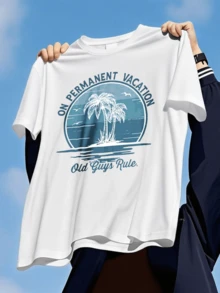 Paisaje tropical con palmeras frente al mar evocando tranquilidad libertad y descanso eterno bajo un cielo sereno ideal para quienes aman el espíritu aventurero camiseta de mujer casual cómoda para verano - Blanco - Ver 6