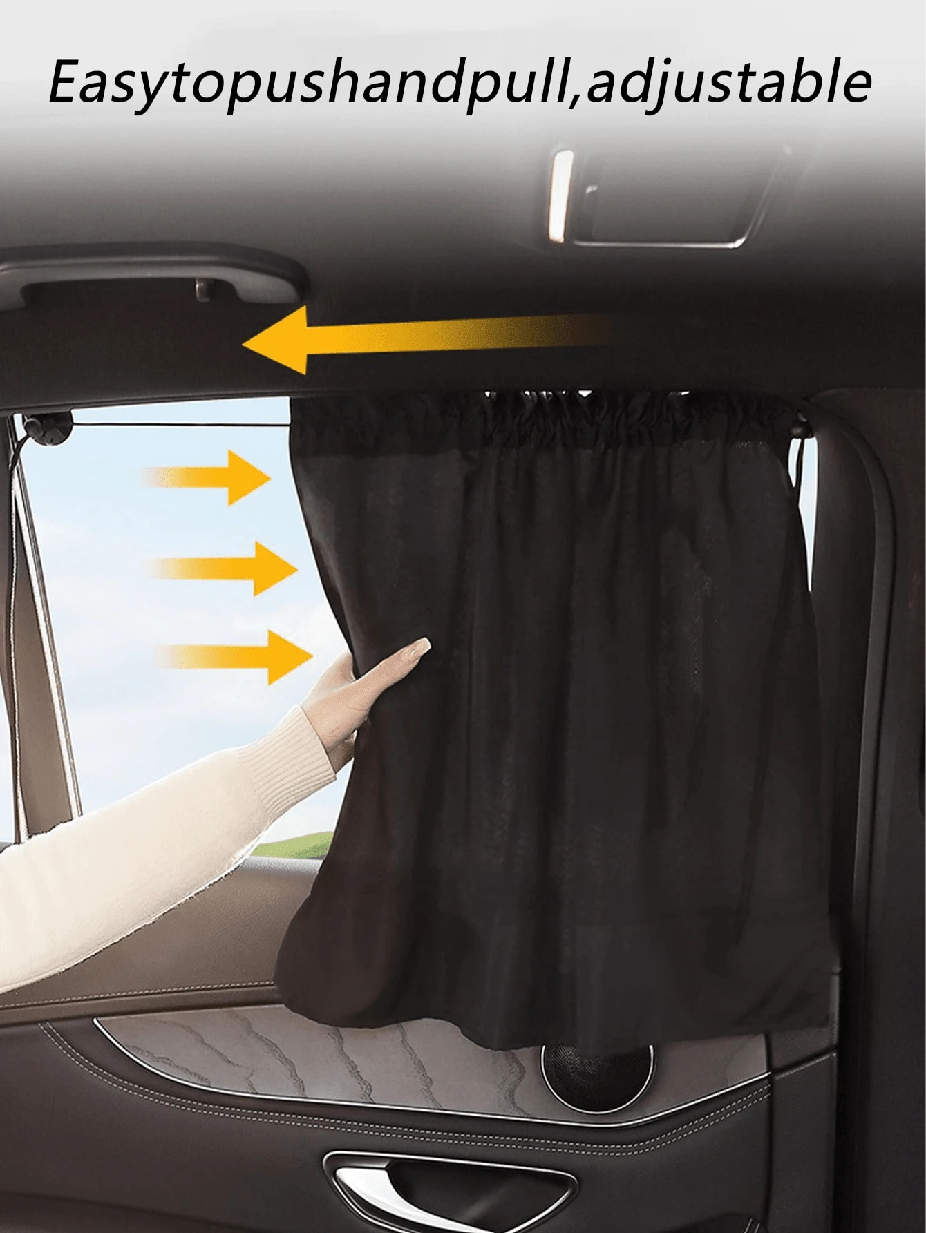 1pc/2pcs Suction Cup Car Window Sunshade, Thick Fabric Blocks UV Rays And Heat, Adjustable Design Ensures Privacy, Easy Installation, Suitable For Most Car Models - Sunshade Curtain - View 1