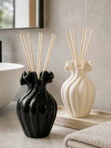 1pc Creative Pleated Reed Diffuser Bottle, Wavy Ruffle Scent Bottle, Bathroom Bedroom Desktop Fragrance Decor, Home Spa Aromatherapy Container, Housewarming Gift - A - View 6