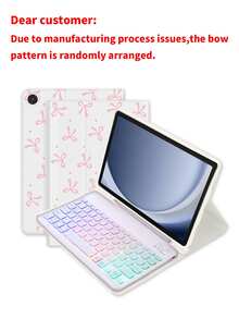 Bow Pattern Keyboard Protective Case Compatible With Samsung Galaxy Tab / / Pad Se, Detachable Colorful Backlit Bluetooth Keyboard, Lightweight Stand Case With Pen Slot (Pen Not Included) - Bow - View 6