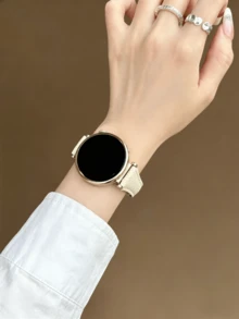 18mm 20mm 22mm 珍珠鑽石磁吸人造皮革可調節手錶錶帶 – 相容於 Galaxy Watch 6 5 4 40mm 44mm、Galaxy Watch 5 Pro、Galaxy Active 2、Watch 6 4，相容於 Watch GT6/GT5/GT4/GT3/GT2 Pro – 舒適 - 白金磁吸 - 查看 5