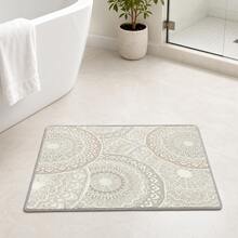 Carpet-Wah 歐式波斯風地毯,適合房間裝飾,絲滑觸感,柔軟天鵝絨材質,低絨毛麂皮易清潔,可機洗,米色,素色搭配優雅花卉圖案 - 波希米亞風 - 查看 6