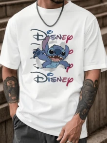 (Disney Licensed)Disney Lilo & Stitch Men's 100% Cotton Oversized Graphic T-Shirt, Torn Paper Style Stitch With "Disney" Text Print Crew Neck Short Sleeve Casual Streetwear Tee, Bold Pop Art Stitch Pure Cotton Front Print Top, Mens Clothes, Men, Ropa De Hombre, Summer Clothes, Men Shirts, Graphic Tees, Disney Outfits Men, Graphic Tees, Camisetas Para Hombre, Camisas Para Hombre, Summer Outfits For Men, Father's Day Gift, Perfect Gift For Family And Friends, Which Are Necessary For Birthday Parties, Disney Shirts, Mens Clothes, Summer Clothes, Officially Licensed Disney T-Shirts, Disney Men's And Women's Spring/Summer Fashion Casual Short-Sleeve T-Shirts - trắng - Xem 1