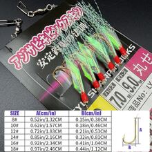 1包/10包彩虹沙比基钓组超值装 – 含夜光珠，适用于鲭鱼/小沙丁鱼/鳕鱼/鲱鱼/鲈鱼 – 钓鱼配件 - 藍色 - 查看 4