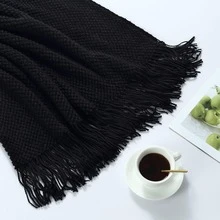 泡泡沙发毯、时尚毛绒毯、办公室午睡毯、空调罩毯、民宿装饰床尾围巾 - 黑色 - 查看 9