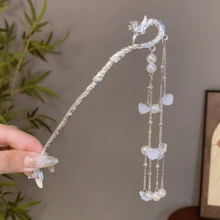 1 chiếc kẹp tóc tua rua ngọc trai màu bạc, phụ kiện tóc thanh lịch cho kiểu tóc búi hàng ngày/dự tiệc. - Nhiều màu - Xem 5
