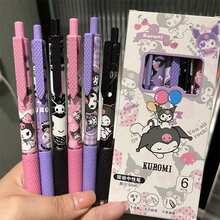 Bộ 6 bút bi Sanrio Kuromi dễ thương, ngòi 0.5mm, mực đen khô nhanh, thích hợp cho trường học, văn phòng phẩm, đồ dùng học tập, quà tặng tiệc tùng, quà tặng lễ hội dành cho người hâm mộ. - Bộ - Xem 1