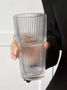 1个600毫升条纹玻璃杯,带吸管和盖子 - 优雅玻璃杯,适用于咖啡、茶、牛奶、冰美式咖啡和拿铁等饮品 - 彩色 - 查看 8