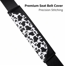 1PC Carbon Fiber Texture PU Leather Car Seat Belt Shoulder Pad Cover – Cow Print Pattern, 30cm/50cm Optional, Soft & Comfortable, Universal Design For Adults, Kids & Pets – Adds Cute Aesthetic For Road Trip & Daily Commute – Easy Installation, Auto Interior Accessories - A - View 7