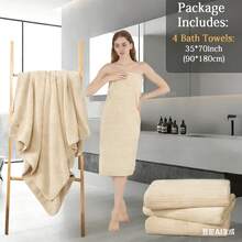 8 Piece Cotton Bath Towel Set, Ultra Soft Highly Absorbent Quick Dry Towels, Includes Bath Towels, Hand Towels And Washcloths, Lightweight Towel Set For Bathroom, Gym, Spa, Hotel And Daily Use - Champagne - View 10
