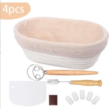 BWIC 4pcs Bread Proofing Basket Set, Round And Oval Dual Sizes Wicker Baking Tools, Willow Bread Proofing Basket Set, 9-Inch Round And 10-Inch Oval, Natural Willow Material, Linen Liner, Bread Proofing Basket, Round And Oval Proofing Wicker Basket, Baking 4pcs Set, Linen Liner Proofing Basket - White - View 12