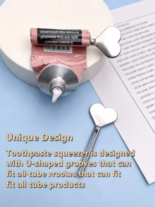 Toothpaste Squeezer - Heart-Shaped Tube Roller For Cosmetic, Oil, Cream & Paint Dispensing, Non-Electric Design, Durable & Easy To Use, Cosmetic Dispenser | Heartshaped Design | Nonelectric Squeezer, Toothpaste Tube Squeezer - Multicolor - View 9