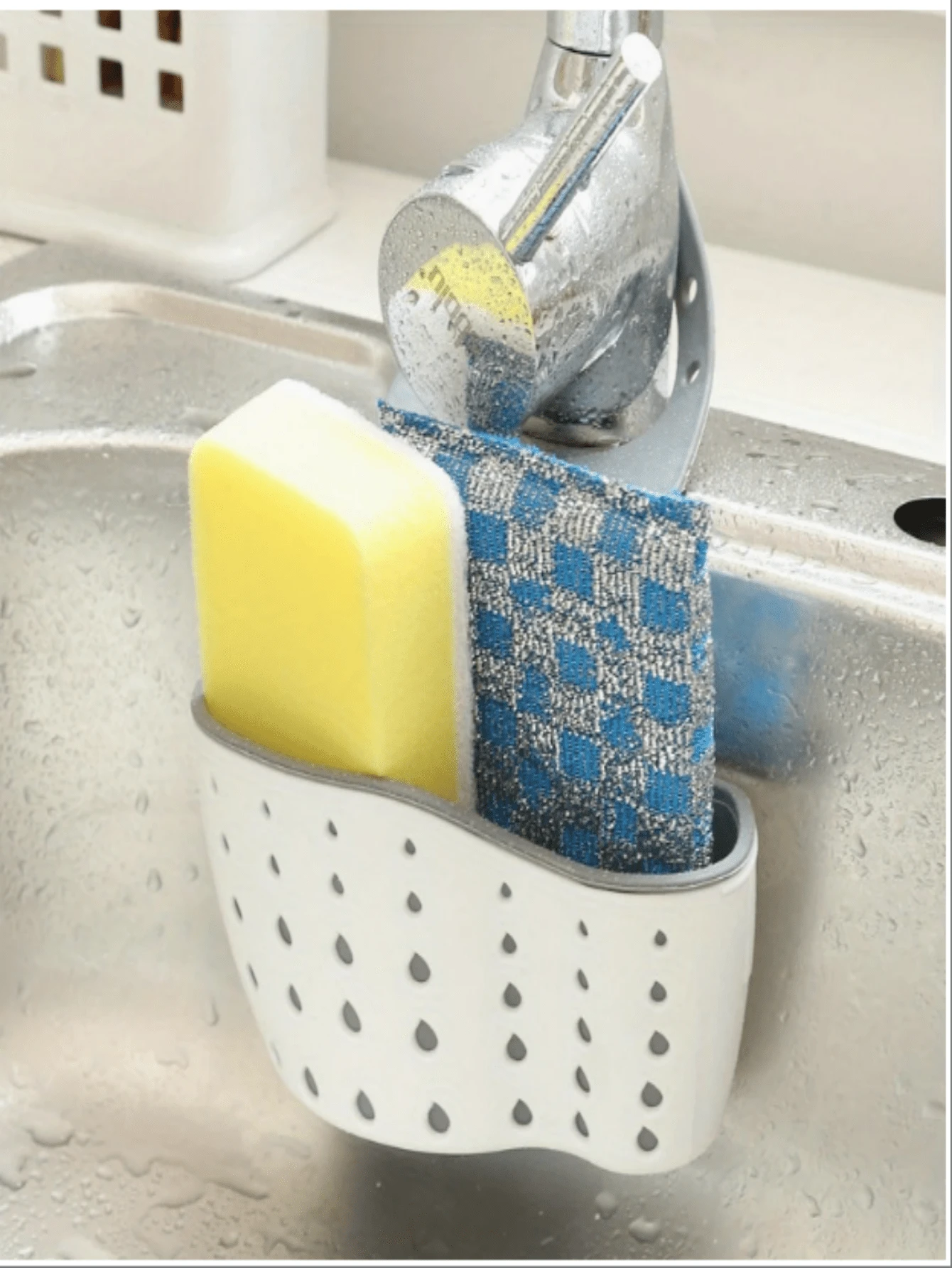 Giá treo miếng bọt biển rửa chén có thể điều chỉnh - Hộp đựng đồ treo đa năng, thiết kế nhanh khô - Lý tưởng cho nhà bếp và phòng tắm - Giải pháp tiết kiệm không gian, tiện dụng giúp giữ mọi thứ gọn gàng.
