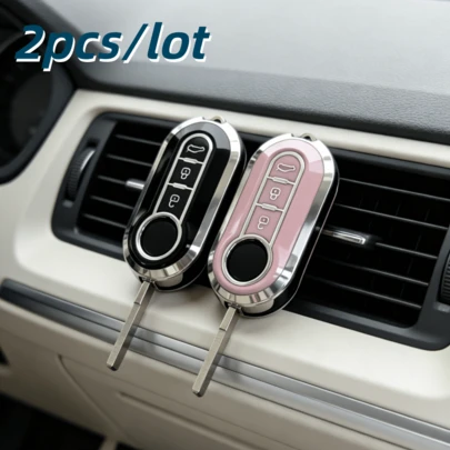 Bộ 2 vỏ bọc chìa khóa xe hơi cho Fiat 500 Ducato Panda 500L Punto Lancia Musa, chỉ phù hợp với chìa khóa xe như trong hình.