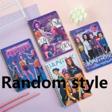 1本K-Pop Huntrix K-Pop女团主题螺旋笔记本，可爱卡通人物便携式日记本，适合旅行、办公和K-Pop粉丝周边产品 - 彩色 - 查看 2