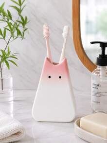 1 pieza Soporte para cepillo de dientes de gato rosa lindo, soporte para cepillo de dientes de estilo japonés adorable, estantería de almacenamiento para encimera de baño de estilo nórdico, organizador de cepillo de dientes estético, decoración de gabinete de baño minimalista, accesorio de baño moderno, regalo para mujeres y niñas - Multicolor - Ver 3