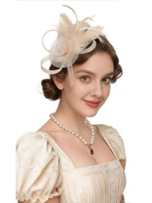 1pc Women's Tea Party Hat Headpiece, Elegant Feather Hair Clip, Fascinator For Church Wedding, Cocktail Party, Formal Occasions, Weddings, Banquets, Tea Parties, Sophisticated Hair Accessory - Multicolor - View 6